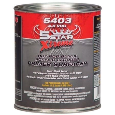 5 Star Extreme 1 qt. Hot Rod Black Acrylic Lacquer Primer, Black 5ST-5403-4